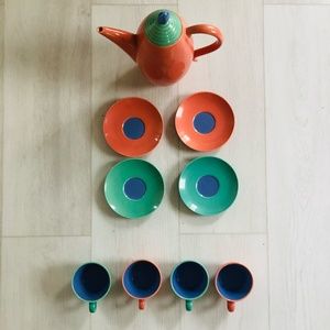 COLORFUL HANDMADE TEA SET (Vintage, Never Used, Made in Japan)